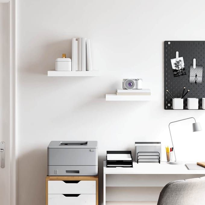 vidaXL - Wandschappen - zwevend - 2 - st - 40x23,5x3,8 - cm - MDF - hoogglans - wit