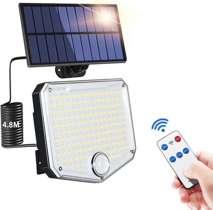 Zonnelamp voor buiten met bewegingssensor - 153 LED, IP65 waterdicht, schijnwerper op zonne-energie