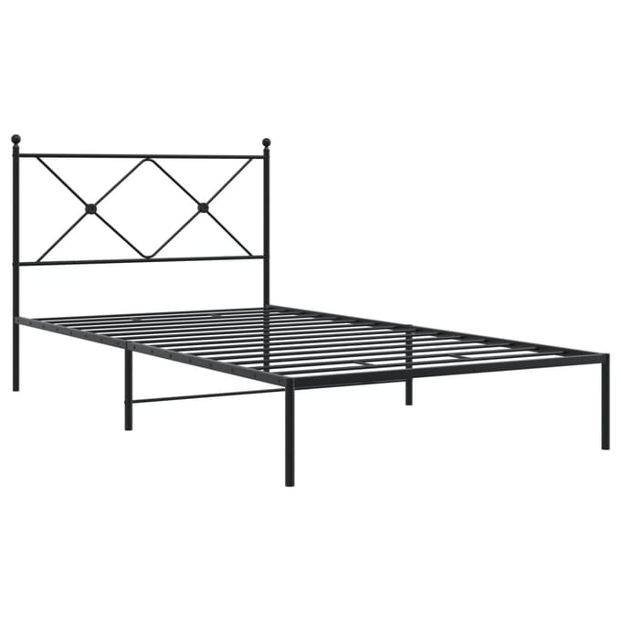 vidaXL - Bedframe - met - hoofdbord - metaal - zwart - 107x203 - cm