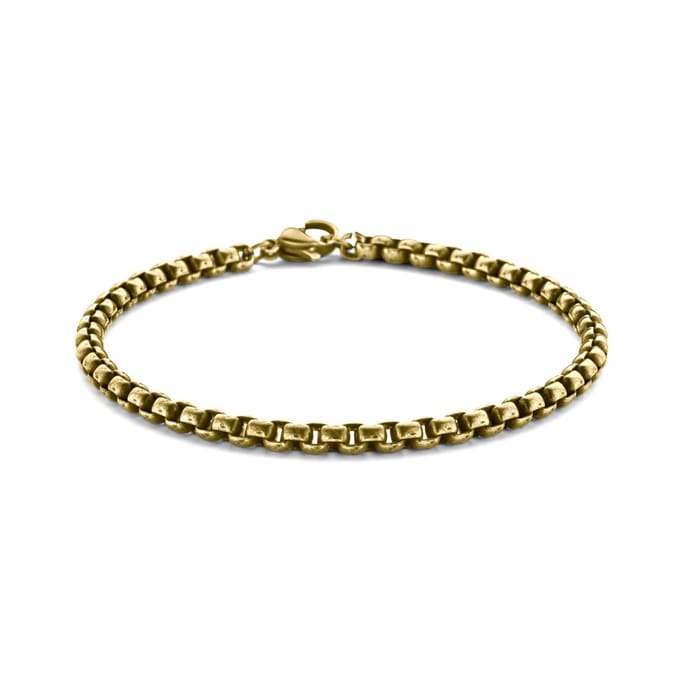 Frank 1967 7FB-0552 Stalen Armband - Heren - Schakel - 21 cm - 4 mm Dik - Vintage Look - Bruin