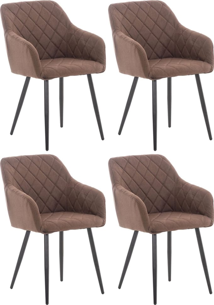 CLP Shila Set van 4 Eetkamerstoelen bruin Stof