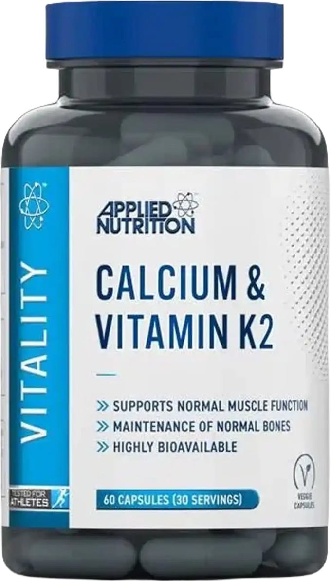 Applied Nutrition Calcium & Vitamin K2 – 60 vegetarische capsules – bot‑ & spierondersteuning - Halal
