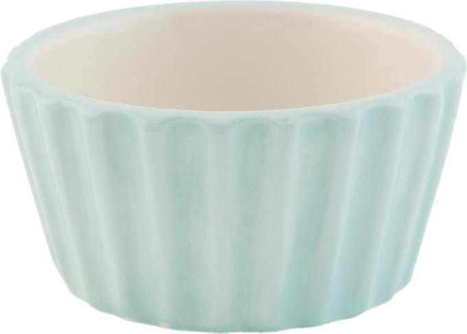Kom | Ø 9*5 cm / 0.1L | Groen | Keramiek | Rond | Ribbels | Clayre & Eef | 6CE0460LGR