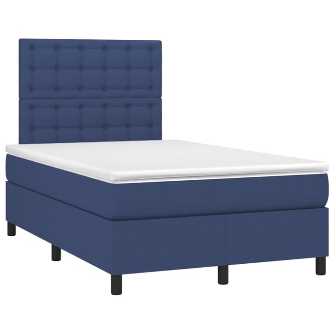 vidaXL - Boxspring - met - matras - en - LED - stof - blauw - 120x200 - cm