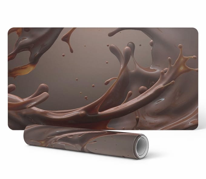 Antislip gaming bureaumat van vinyl, chocoladekleurige golfprint, 90x45 cm