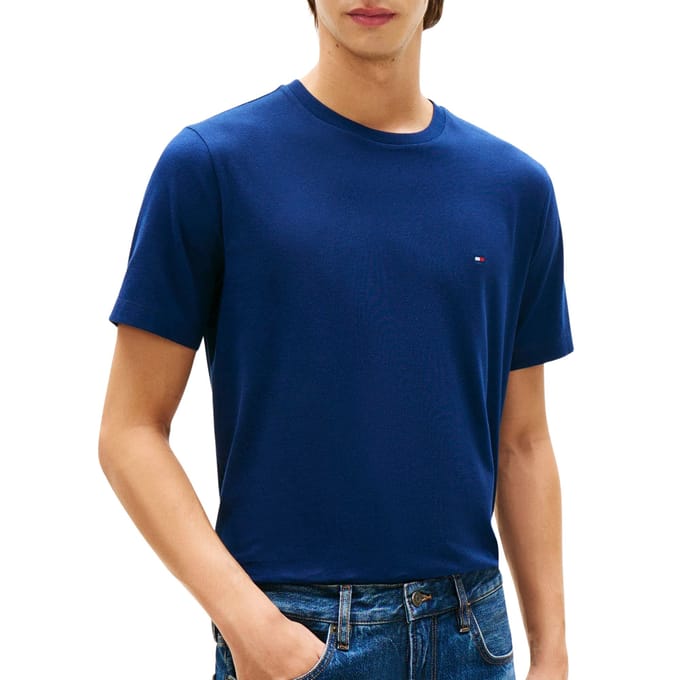 Tommy Hilfiger Flag Embroidery T-shirt Carbon Navy Größe: M | Basic T-Shirts Outlet | Herren | Blau