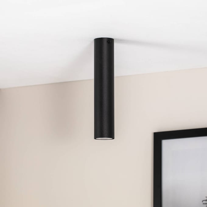 EMIBIG LIGHTING Plafondspot Tecno 1M, staal, GU10, hoogte 30 cm, zwart