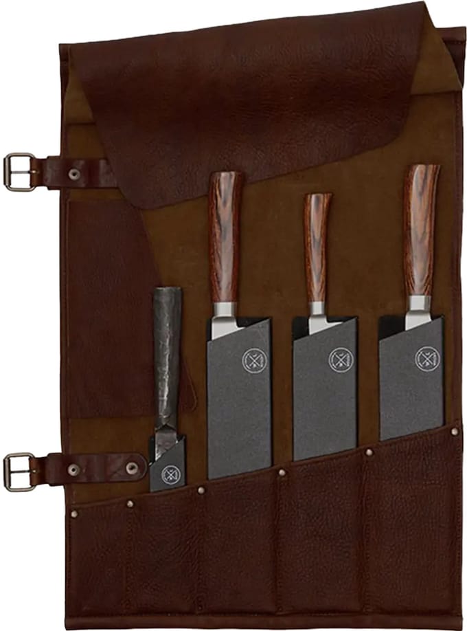 Witloft Classic leren Messentas met 5 vakken - Messentas - Handgemaakt - 100% Rundleer - Donkerbruin