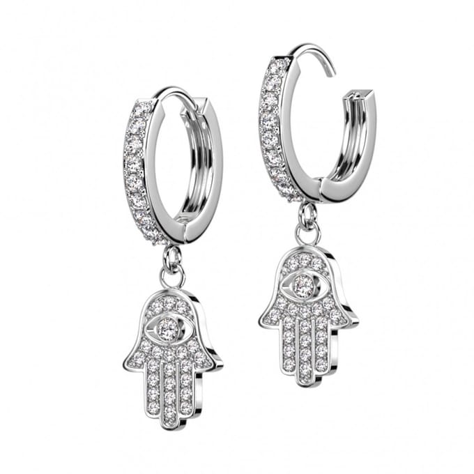 Oorbellen hamsa hanger 0.8x10 - zilver - LMPiercings