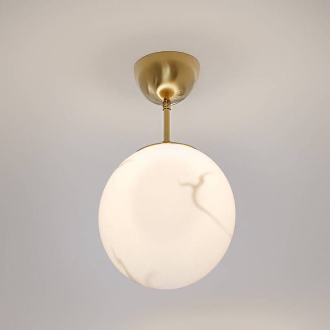 By Rydéns plafondlamp Bellagio, messing/wit, 1-lamp, glas