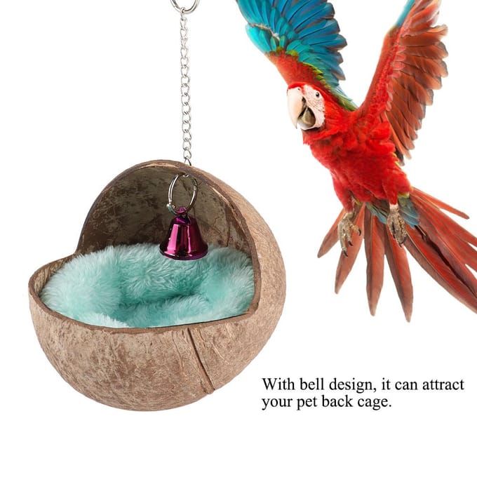 Nid d'élevage pour oiseaux en cosse de noix de coco naturelle, lit, cage, nid d'éclosion avec tapis black