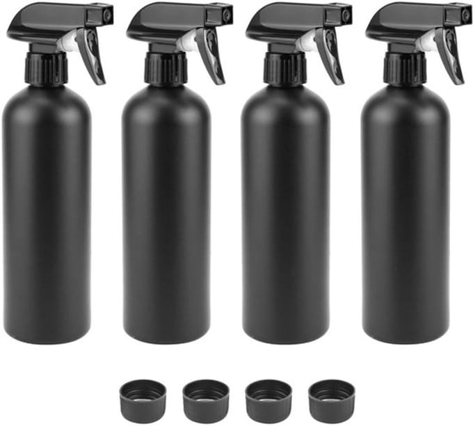Zwarte spuitflessen set - haarverzorging en reiniging - 4 stuks