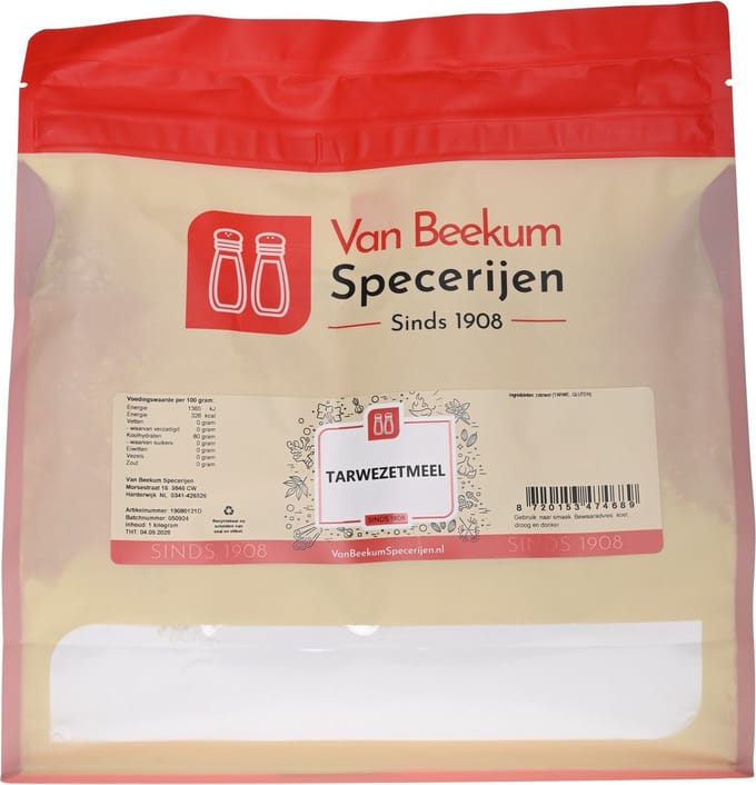 Van Beekum Specerijen - Tarwezetmeel - 1 KG (hersluitbare stazak)