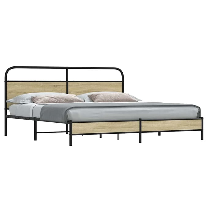 vidaXL - Bedframe - zonder - matras - metaal - sonoma - eikenkleur - 200x200 - cm