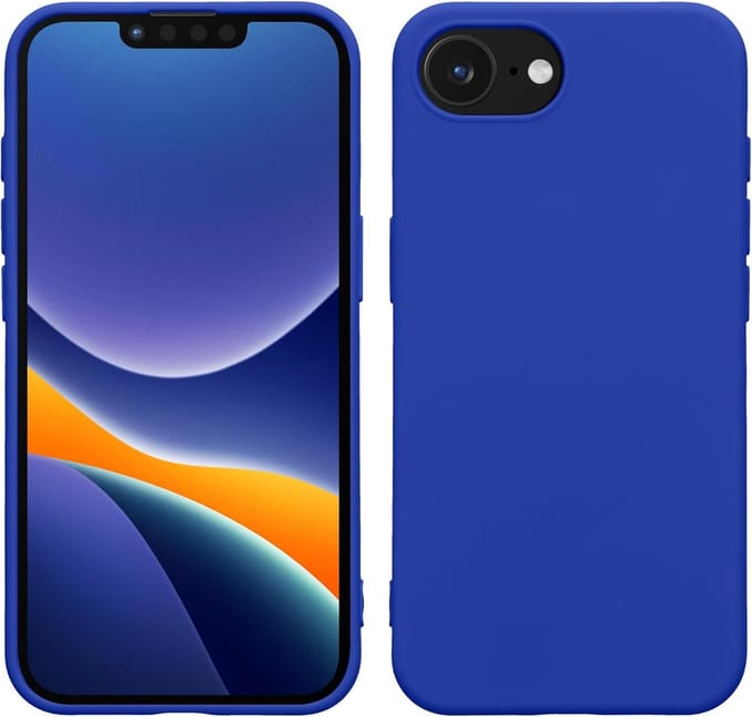 Exobox Geschikt voor Apple iPhone 16e - Zachte Back Cover Hoesje - Blauw