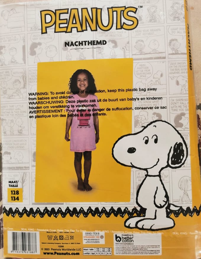 Peanuts - nachthemd - maat 128/134
