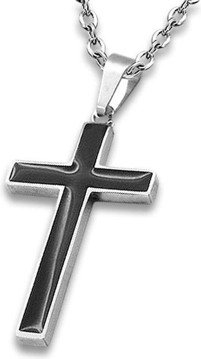 Montebello Ketting Kais - 316L Staal PVD - Kruis - 35x21mm - 60cm