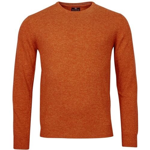 Baileys Trui Crew Neck Lambswool Single Knit Deep Orangered / male