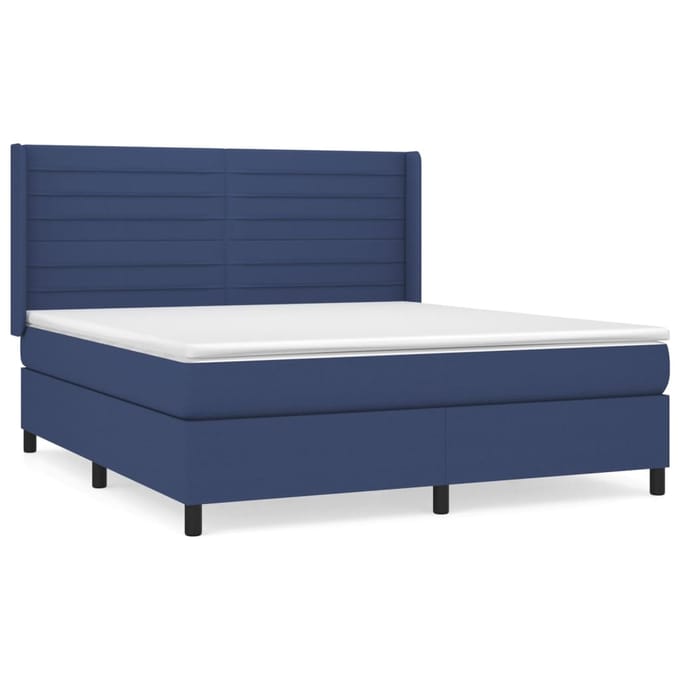 vidaXL - Boxspring - met - matras - stof - blauw - 180x200 - cm