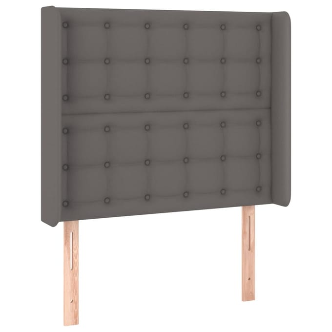 vidaXL - Hoofdbord - LED - 93x16x118/128 - cm - kunstleer - grijs
