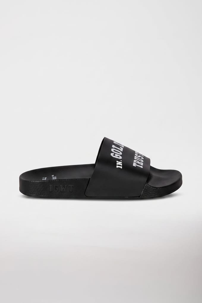 In Gold We Trust Slipper Black Größe: 36 | Flip-Flops Outlet | Unisex | Schwarz