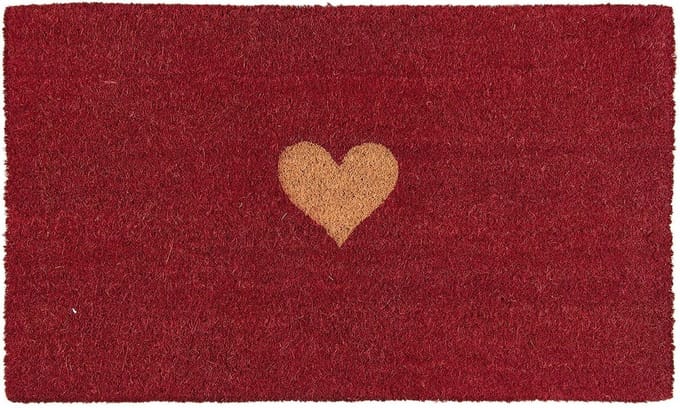 Clayre & Eef Deurmat 75x45 cm Rood Kokos Hart