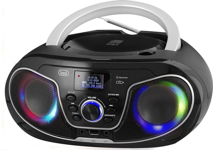 Trevi CMP588 - Draagbare Radio - FM DAB+ Bluetooth AUX-in USB LED-verlichting - Zwart