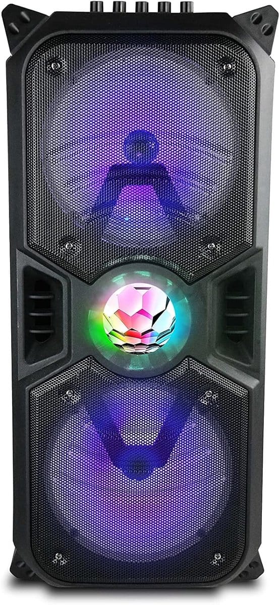 Draagbare Bluetooth Speaker Trolley - 200 Watt, 2 x 6.5 inch Woofer, RGB-Licht, USB/MP3, Oplaadbare Batterij, Microfoon Aansluiting