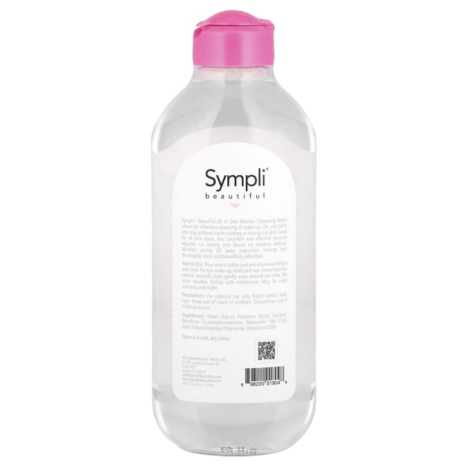 Sympli Mooi, Alles-in-één Micellair Reinigingswater, 13,5 fl oz (400 ml) white