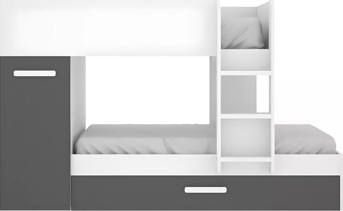 Vente-unique Stapelbed hout antracietgrijs, wit 90 x 190 cm