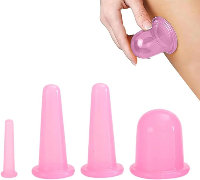 Cupping Glazen Set - Gezicht Massage Cups - Ontspanning Lichaam - Zacht Flexibel Siliconen - 4 Stuks