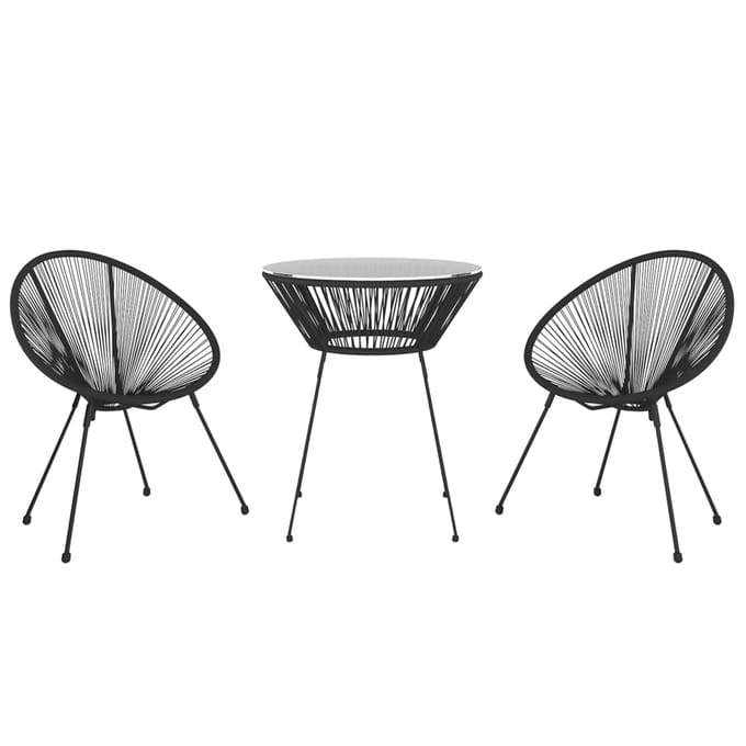 vidaXL 3-delige Tuinset PVC-rattan zwart