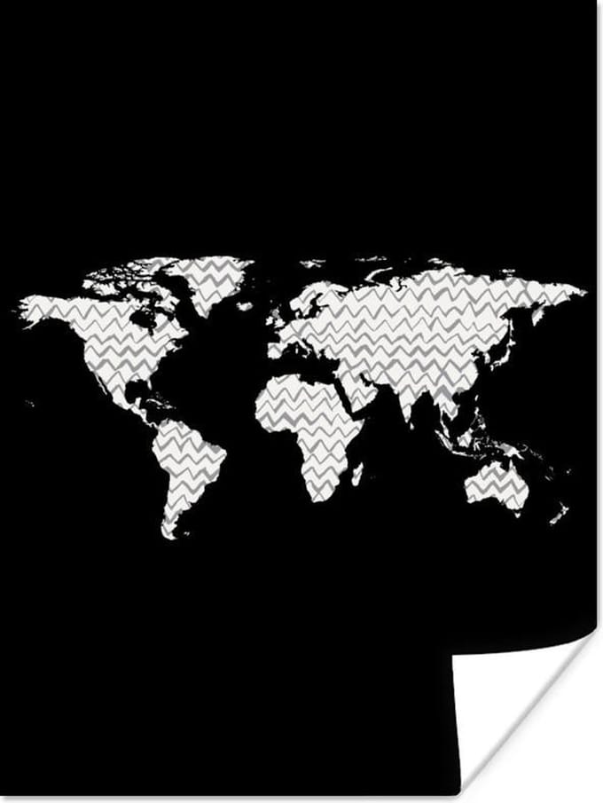 Poster - Wereldkaart - Design - Driehoek - 30x40 cm