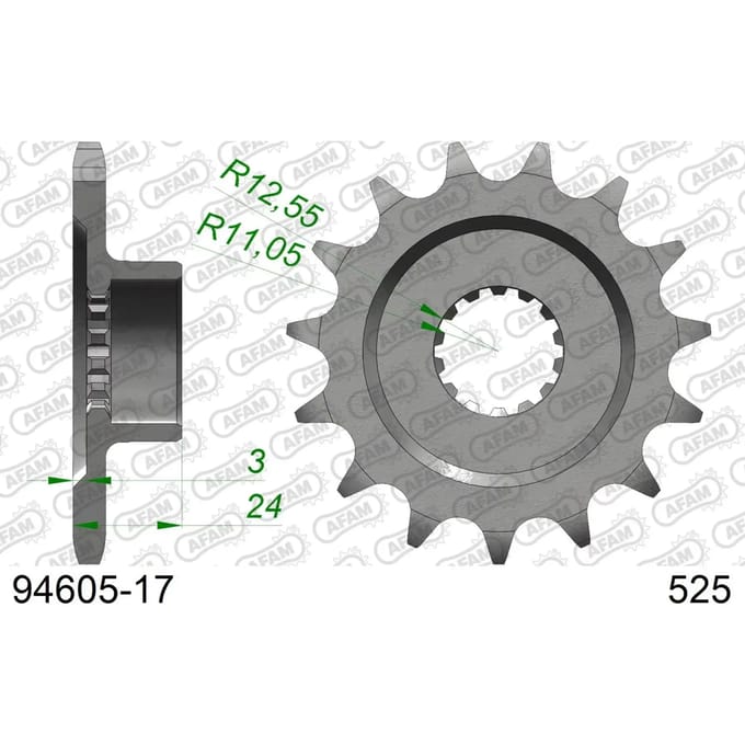 Stalen motortandwiel voor Afam 525 17 dents