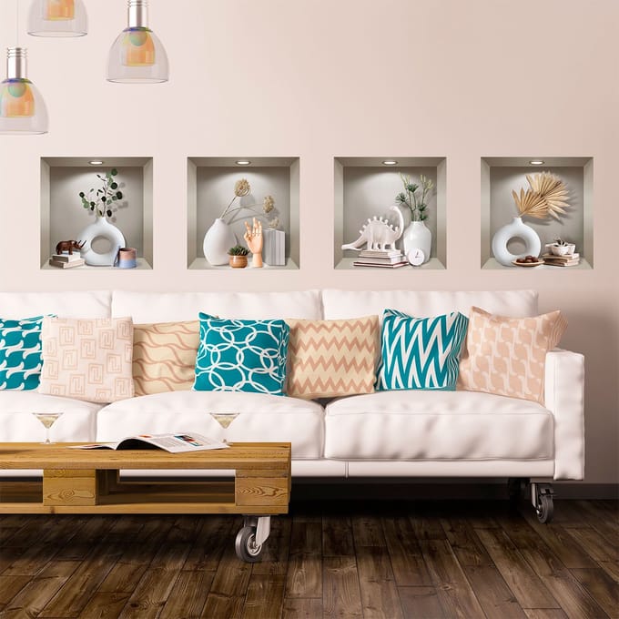 Decoratieve stickers met 3D-effect, 60 x 60 cm