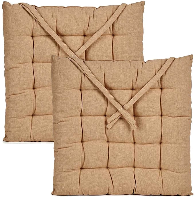 Giftdecor Stoelkussen Decorama - 2x - binnen/buiten - beige - 40 x 40 x 5 cm - polyester