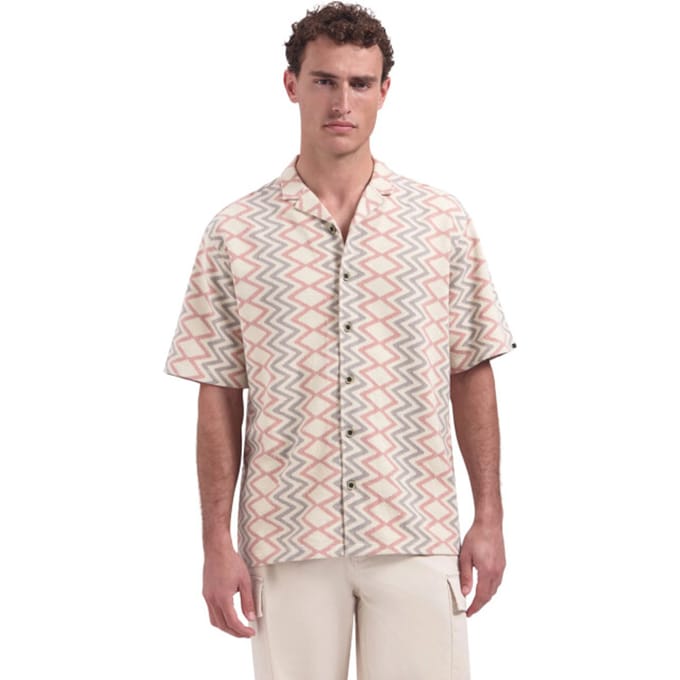 No Excess Shirt short sleeve jacquard zigzag coral