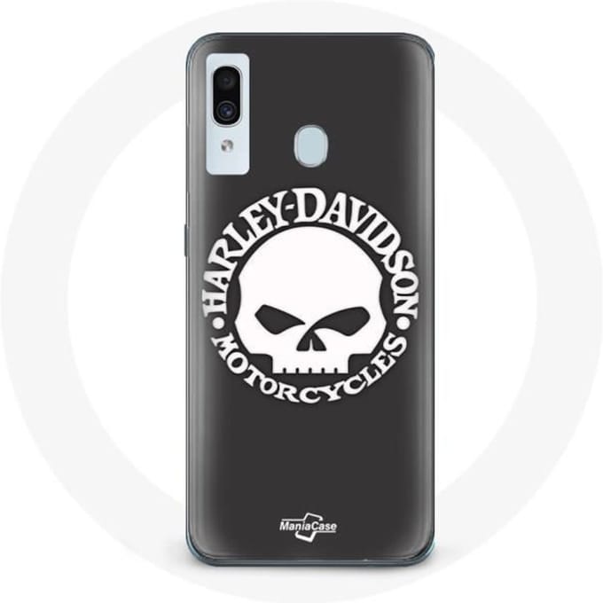 Coque - Harley Davidson - Samsung Galaxy A20 - Souple - Noir - Tête de mort