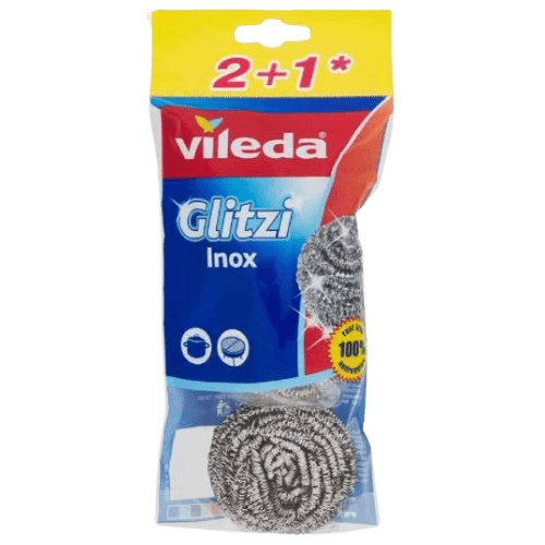 Vileda Glitzi Inox RVS Schuursponzen - 3 stuks