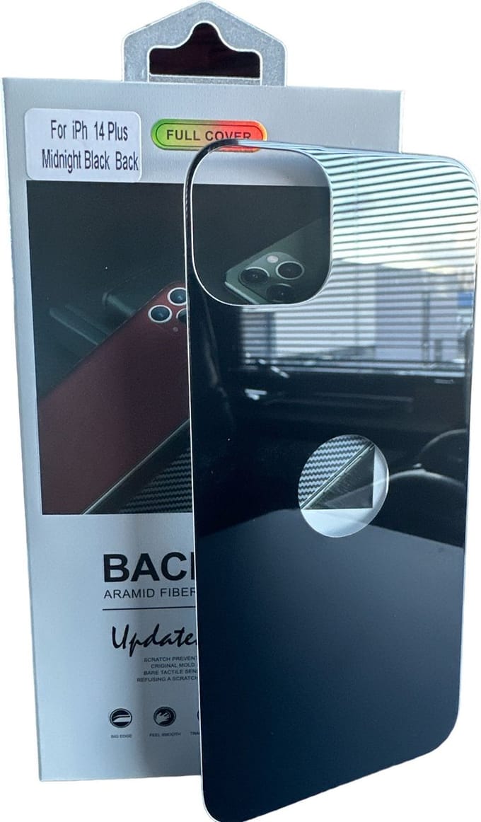 Armid Fiber Achter glas beschermer Geschikt voor: Apple iPhone 14 Plus (Midnightblack) Achterkant Temper Glass Protector - Back Screen Protector