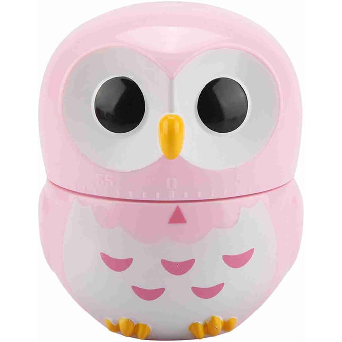 Leuke Uil Vorm Keuken Handmatige Timer Mechanische Thuis Koken Tellers Klok(Roze) Pink white