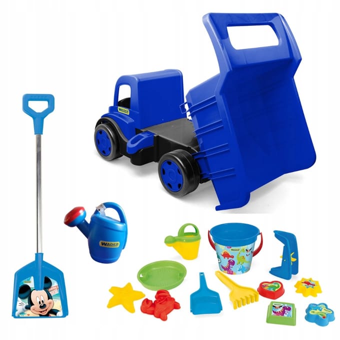 Wader Kiepwagen met Zandset - Blauw, 55cm