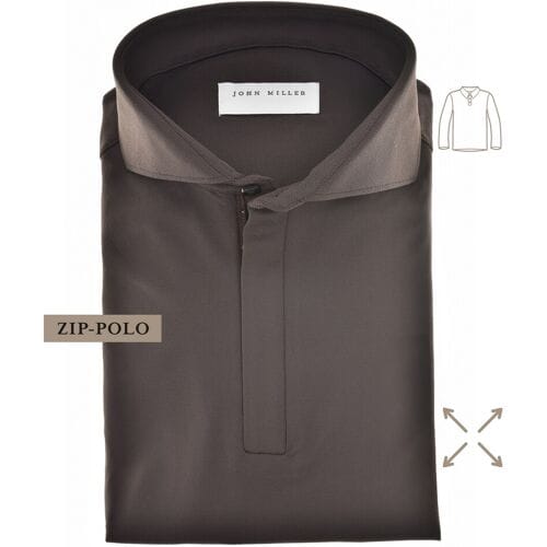 John Miller Plain Hyperstretch Comfort Poloshirt Donker Bruin / male