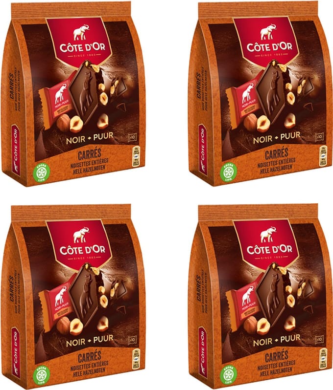 Côte d'Or Mini carré puur hele noot - (10x20g) x 4