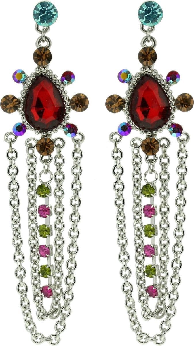 Behave - Oorhangers met ketting en kleursteen - party statement
