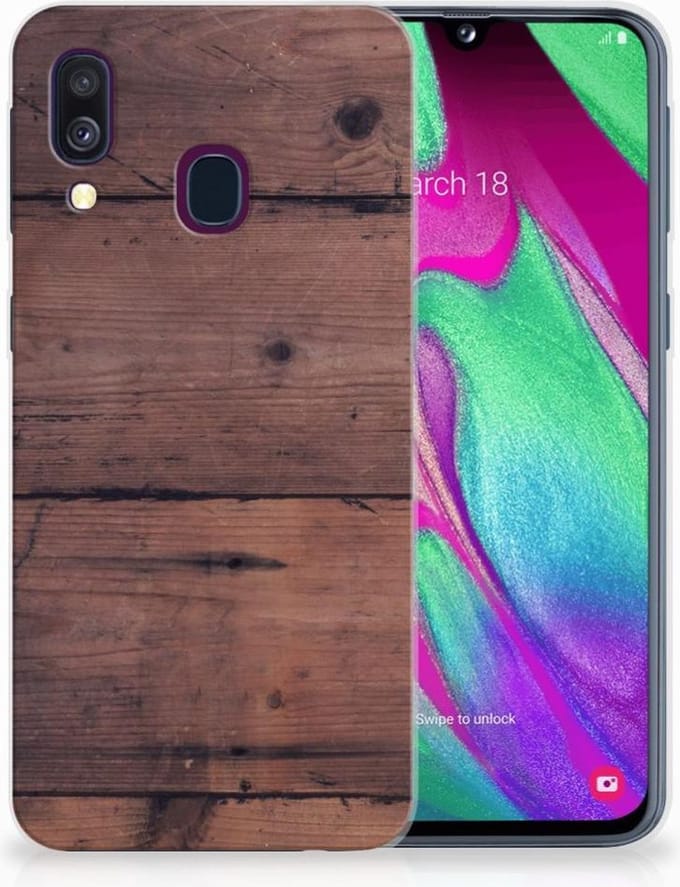Samsung Galaxy A40 Bumper Hoesje Old Wood