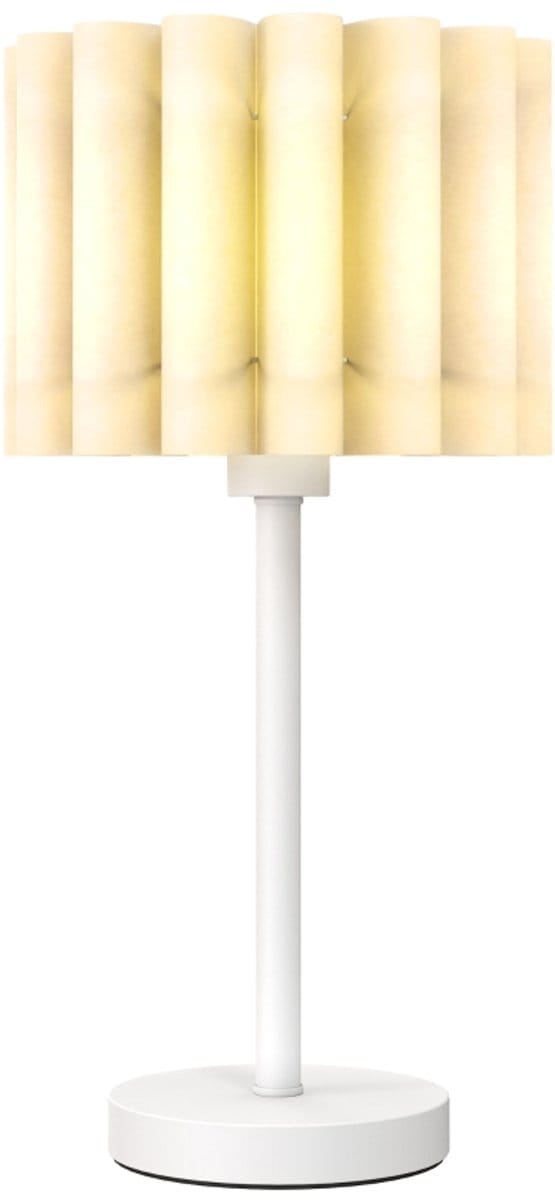 Daity Tafellamp/nachtlampje in retrostijl, plastic lampenkap, drukknopschakelaar, wit.
