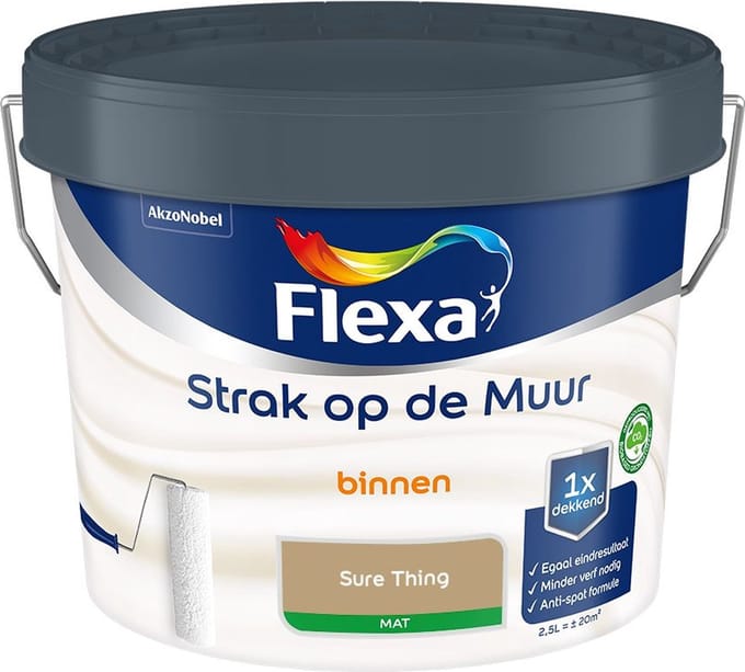 Flexa - Strak Op De Muur Binnen Mat - Sure Thing - Mengverf - 2,5 L