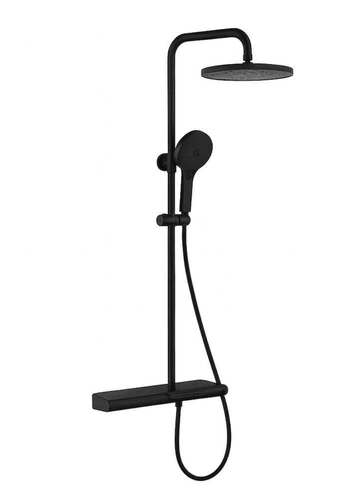 LINEA UNO - Stenvik - Mat zwart - Piano button - Doucheset opbouw - - 201384