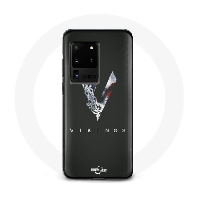 Coque - Vikings - Samsung Galaxy S20 Ultra - Logo V - Épée - Gris Fond Noir gris